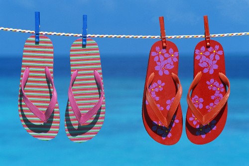 Sandals Drying on Clothesline 2000 Maldives